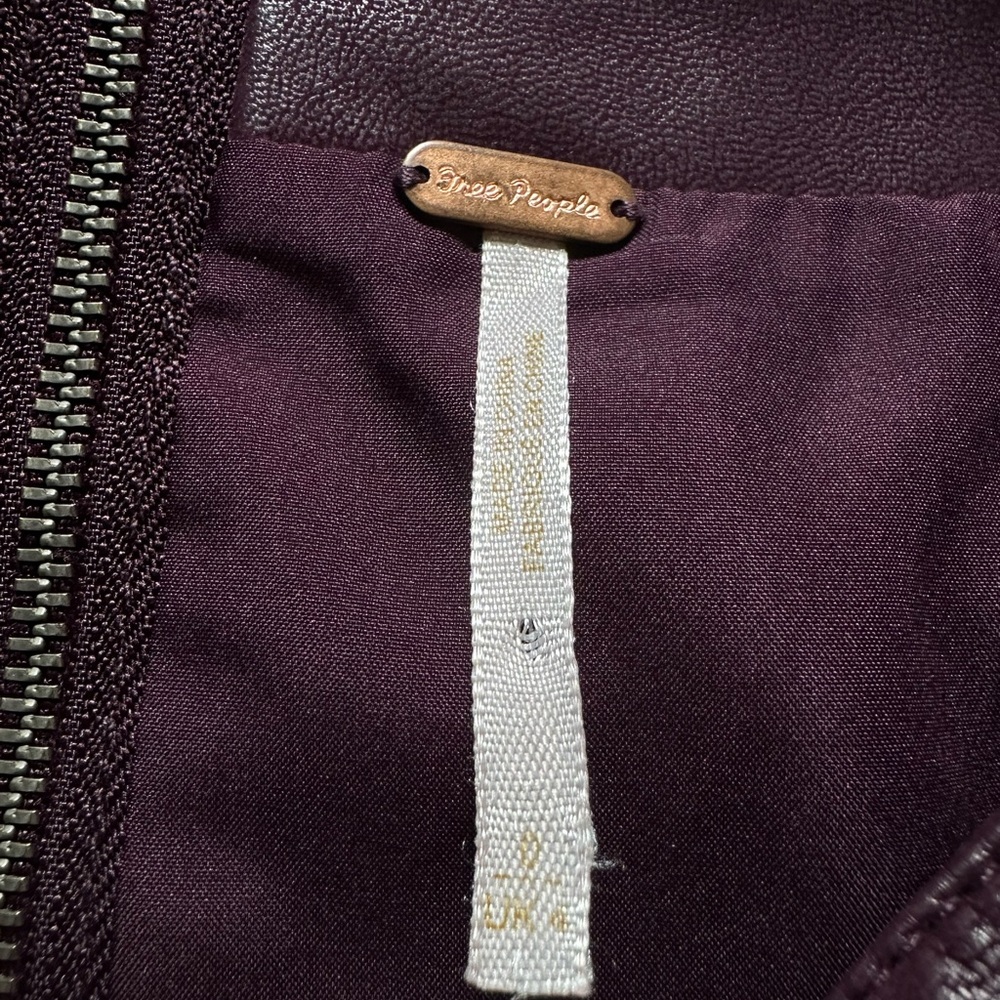 Free People Sz 0 Plum “Modern Femme” High Rise Vegan Leather A-Line Mini Skirt - Picture 5 of 8